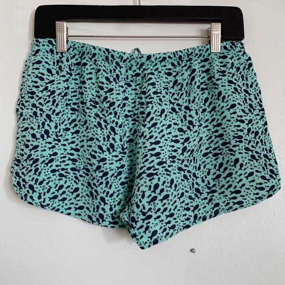 Teal and Blue Xhilaration Fish Print 100% Rayon Sleep Shorts M - Picture 3 of 4